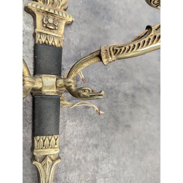 Metal Empire Gilt Wall Sconces, Set of 2 For Sale - Image 7 of 9