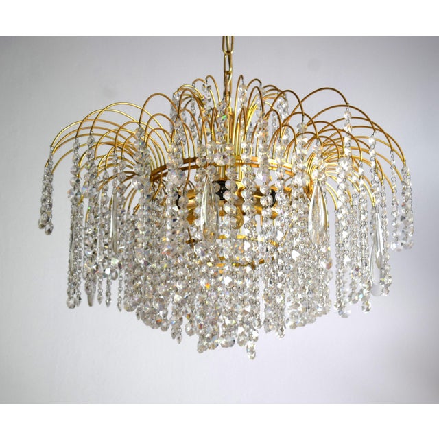 Large Hollywood Regency Swarovski Crystal Waterfall Chandelier, 1980s For Sale - Image 10 of 11