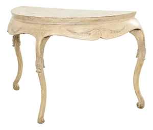 Rococo Style Faux Painted Demilune Console Table