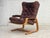 1970s, Scandinavian adjustable armchair. Original brown furniture leather with patina, bent wood. Original good condition:...