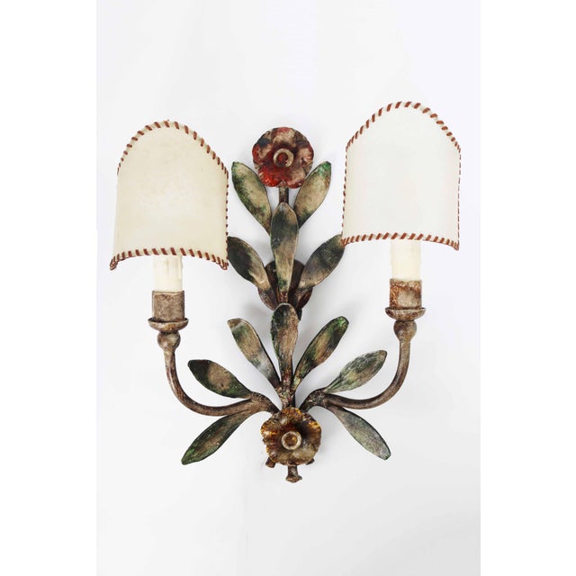Hollywood Regency Florentine Style Hollywood Regency Floral Wall Lamp by Hans Möller, 1970s For Sale - Image 3 of 11