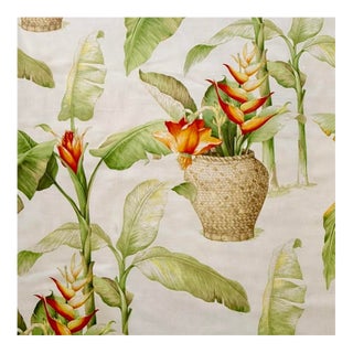 Vintage P Kaufmann Tropical Botanical Heliconia Banana Leaf Cotton Fabric 8.5 Yards For Sale