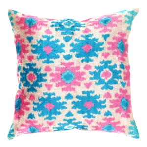 Turkish Hand Woven Silk Velvet Ikat Pillow 20'' #Ti 287