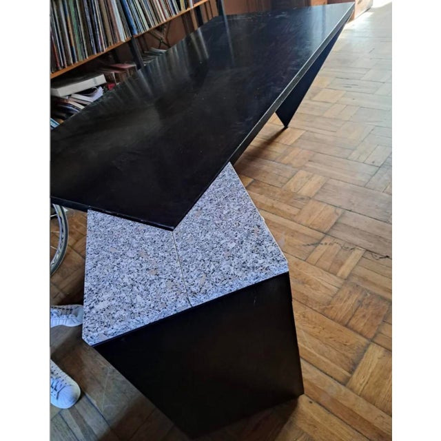 Stone Large Lacquered Wood and Granite Desk, 1980 For Sale - Image 7 of 10