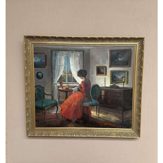Bente Berg, Interior Scene, 1950s, Oil Painting on Canvas, Framed For Sale - Image 12 of 13