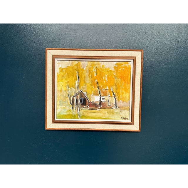 Pia H. Campbell, Houses and Trees in Autumn, 1950s, Oil on Canvas, Framed For Sale - Image 17 of 18