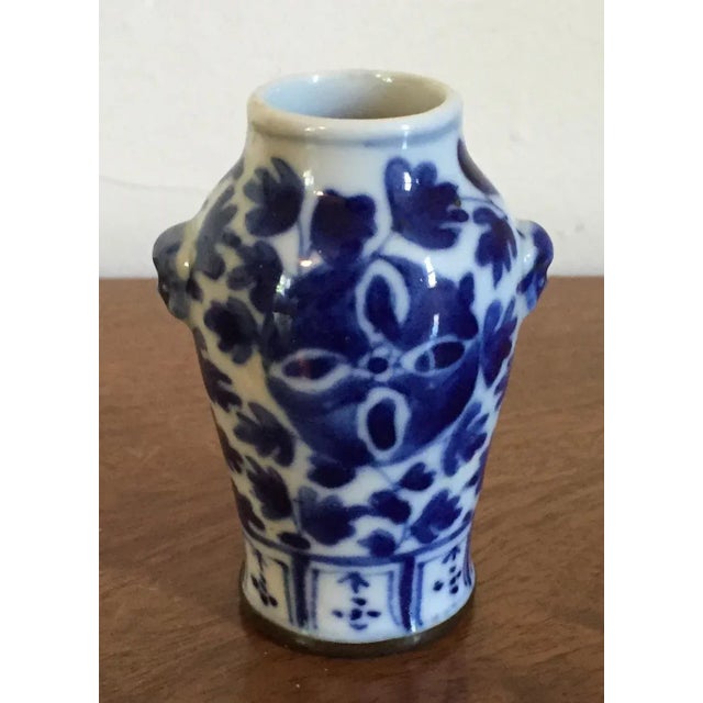 Small 19th Century Chinese Blue & White Meiping Porcelain Vase with Lion Mask Handles For Sale - Image 4 of 11