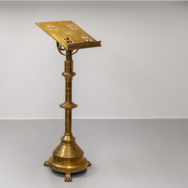 Late Victorian Brass Standing Church Gothic Lectern For Sale - Image 4 of 18