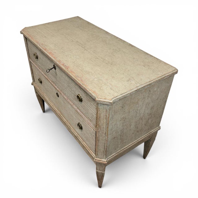 Pair of 19th C. Gustavian-Style Chests of Drawers in Grey For Sale - Image 10 of 11