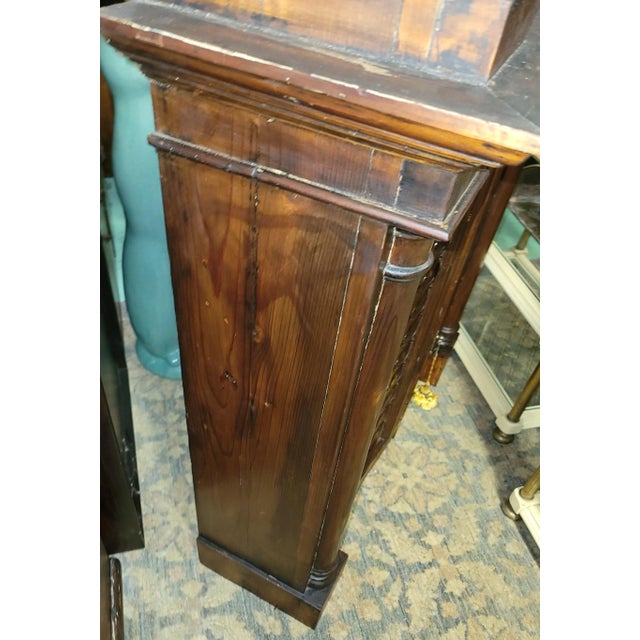 Late 19th Century Antique Pine Hutch Bar With Double Amber Glass Doors Chairish