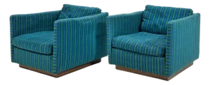 Milo Baughman Cube Lounge Chair Pair by James