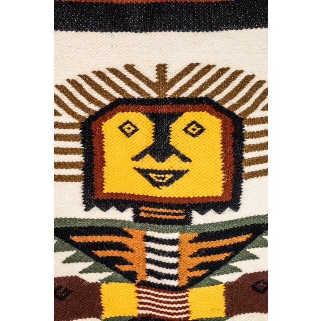 Brown Meso-American Aztec Hand-Woven Tapestry Folk Art / Wall Art, Mexico, C. 1970's For Sale - Image 8 of 10