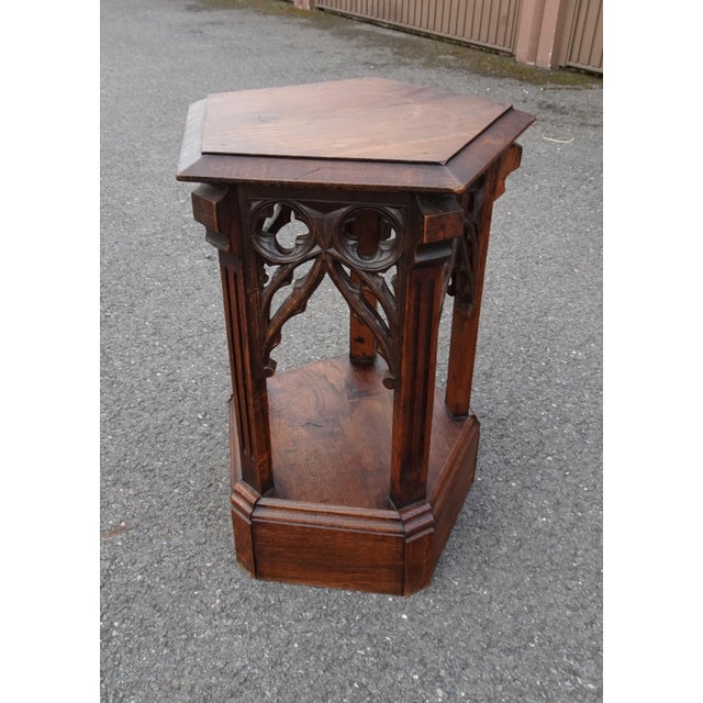 Antique Oak Gothic Pedestal, 1890s For Sale - Image 16 of 18