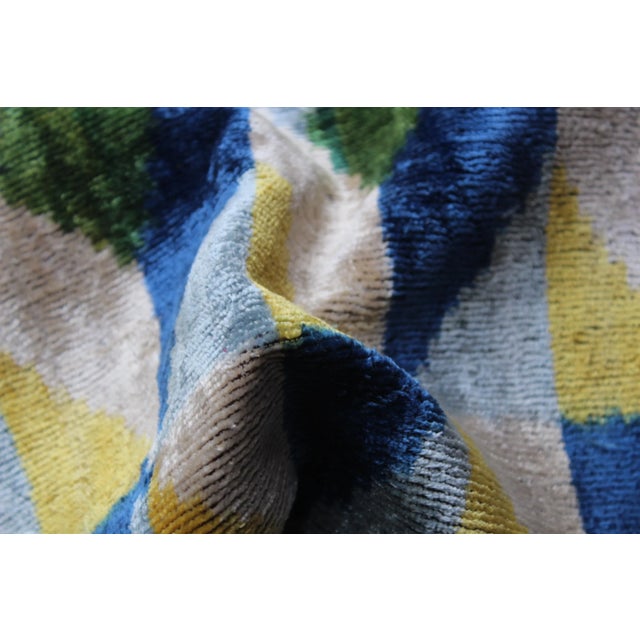 Contemporary Velvet Ikat Bohemian Throw Pillow For Sale In Washington DC - Image 6 of 7
