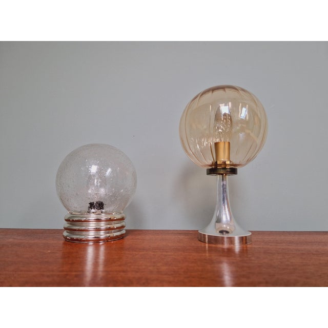 1970s Space Age Table Lamp in Bubbled Glass, 1970s For Sale - Image 5 of 11
