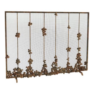Tobacco Cascading Blooms Fireplace Screen For Sale