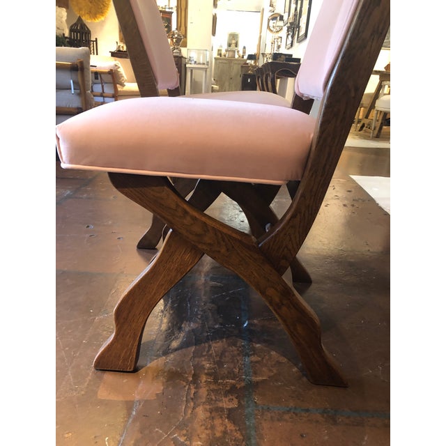 Mid Century Pink Velvet Slipper Chairs With Matching Beaded Lumbar Pillows a Pair Chairish