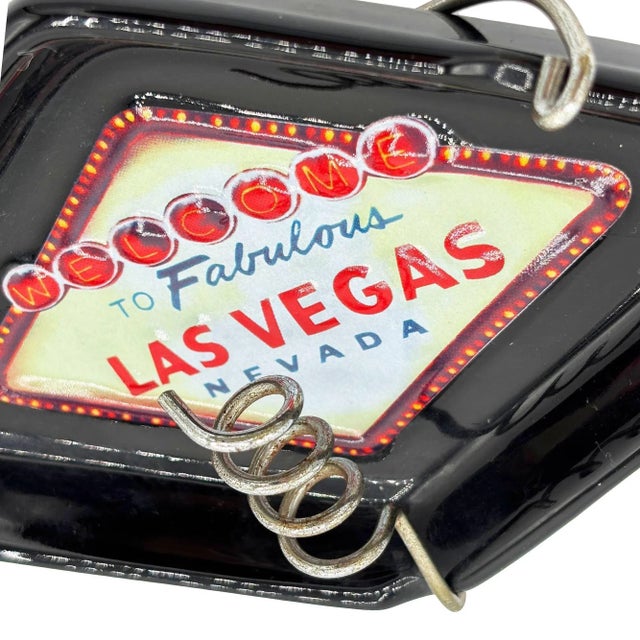 1990s Retro Mid-Century Style Black Ceramic Ashtray With Las Vegas Sign & Stand For Sale In Los Angeles - Image 6 of 6