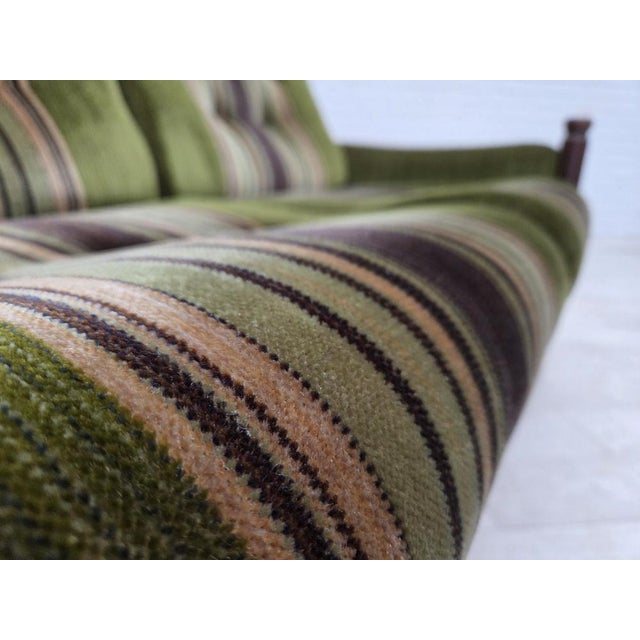 Vintage Scandinavian Two-Seater Sofa in Green Furniture Velour and Beech, 1970s For Sale - Image 9 of 18