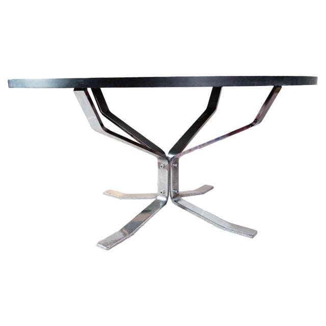 Round Coffee Table with Black Slate Plate by Sigurd Ressell Falcon For Sale - Image 9 of 9