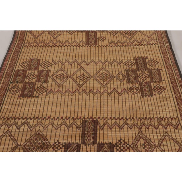 1950s Title: Vintage Tuareg Mat, Beige-Brown Tribal Geometric Patterns - Rug & Kilim For Sale - Image 5 of 10