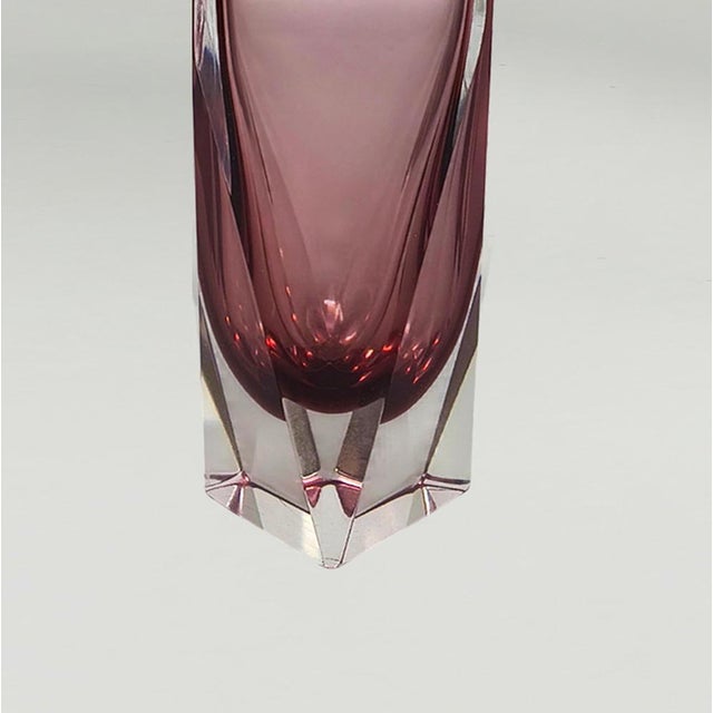 Pink Vintage Sommerso Murano Glass Vase by Flavio Poli, 1960s For Sale - Image 8 of 9