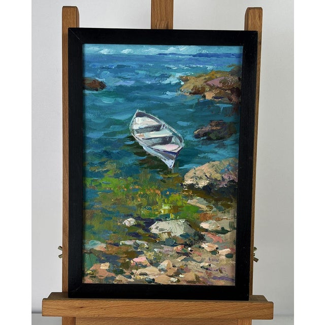 *** ABOUT THIS PAINTING *** * TITLE: ""A lonely boat on the seashore"" * ARTISTS: Yuriy Suprunchuk * SIZE: 30x20...