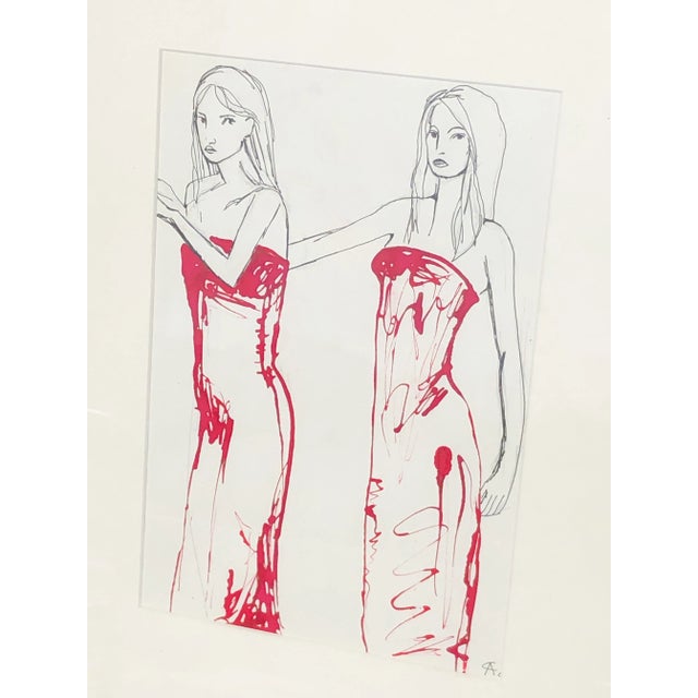Contemporary Contemporary Artwork “The Models” Framed Ink on Paper Drawing by Cassandra Auker For Sale - Image 3 of 9