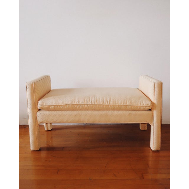 Light Yellow Karl Springer Style Parsons Bench, Circa 1980s For Sale - Image 8 of 15