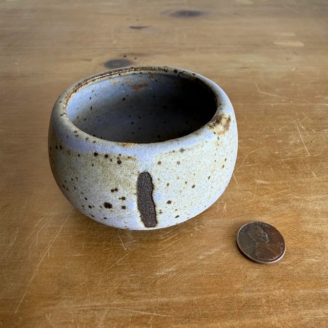 Early 21st Century Contemporary Handthrown Stoneware Ceramic Mini Bowl, Stamped by Artist For Sale - Image 5 of 8