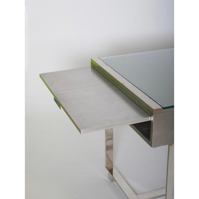Brushed Steel Desk attributed to Raymond Cohen for Cohray, France, 1970s For Sale - Image 10 of 17