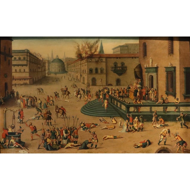 Workshop of Antoine Caron, Massacre Ordered by the Triumvirs, 17th Century, Oil Painting on Panel, Framed For Sale - Image 15 of 15