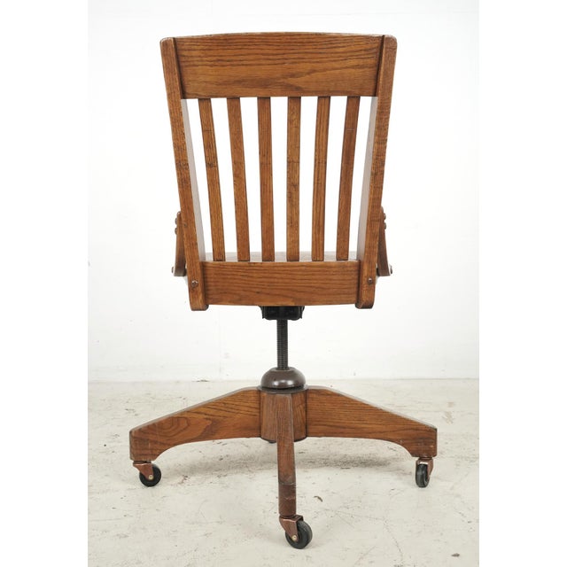 Antique Quarter Sawn Oak Jasper Swivel Desk Chair For Sale - Image 10 of 11
