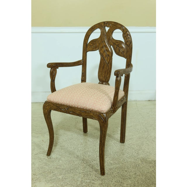 Art Nouveau Set of 4 Art Nouveau Leaf Carved Back Dining Armchairs For Sale - Image 3 of 13