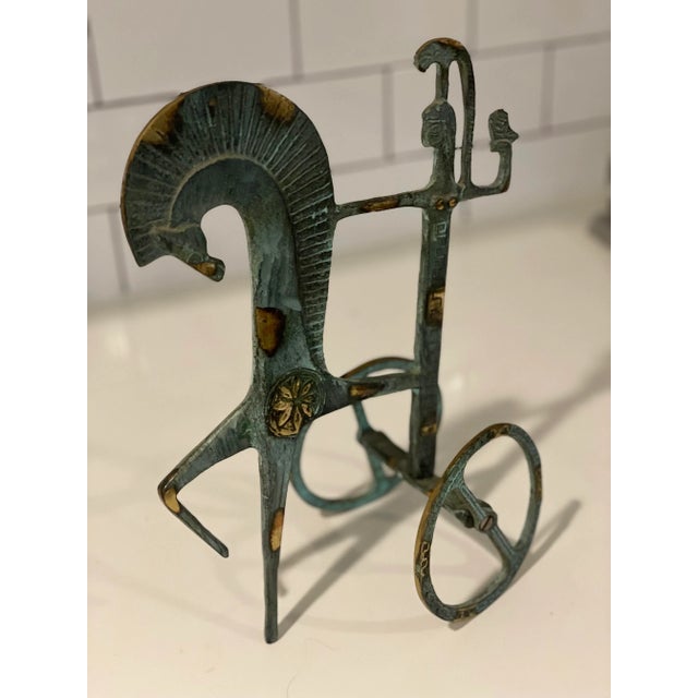 Bronze Etruscan Horse and Chariot Sculpture in the Style of Frederick Weinberg For Sale In Houston - Image 6 of 6