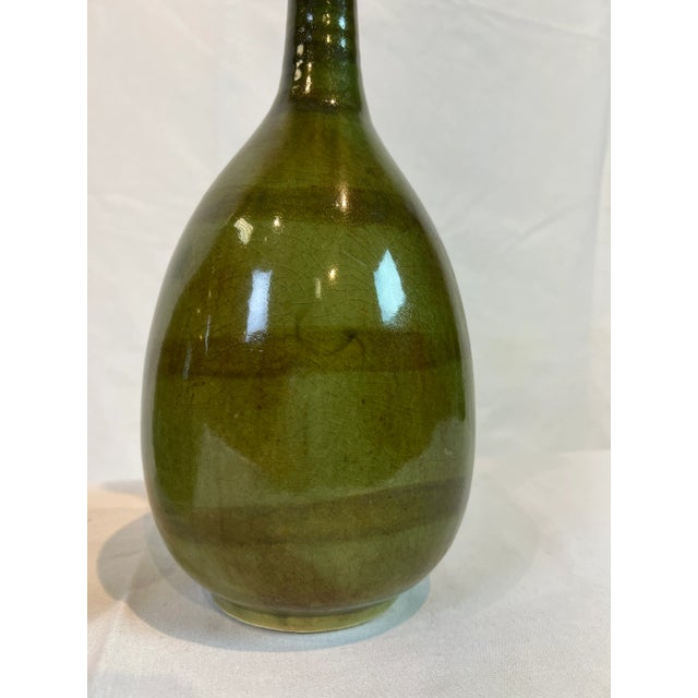 Green Vases with Crackle Glaze and Aged Green Finish - a Pair For Sale In Dallas - Image 6 of 11