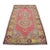 1950s Faded Rose and Dark Slate Border, Low Pile Distressed Turkish Rug For Sale