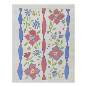 1940s Helen Malta Floral Wallpaper Design