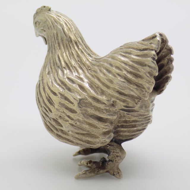 Metal Vintage Italian Handmade Genuine Silver Hen Large Figurine Detailed Collectible For Sale - Image 7 of 10