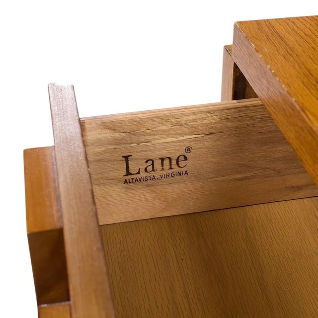 Lane Staccato Brutalist Mid Century Oak Nightstands - Pair For Sale - Image 12 of 12