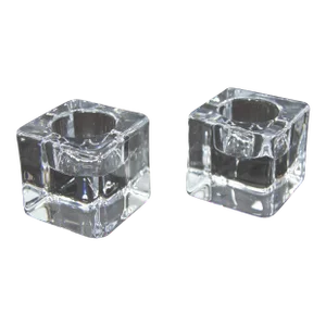 Orrefors Sweden Crystal Glass Ice Cube Candle Holder by Goran Warff 1980