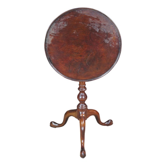Antique Queen Anne Philadelphia Mahogany Tilt Top Birdcage Candlestand Tea Table For Sale