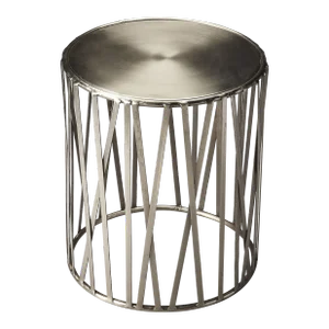 Kruse Iron 15.5"W Drum Table, Silver