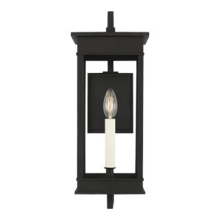 Chapman & Myers by Visual Comfort Studio Cupertino 1-Light Outdoor Medium Bracket Lantern Sconce in Textured Black For Sale