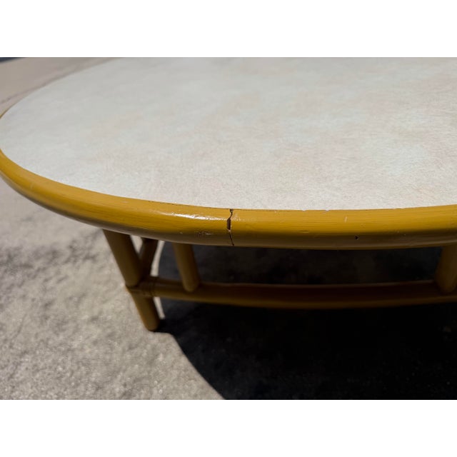 Vintage 42” Round Bamboo Coffee Table in the Style of Ficks Reed For Sale - Image 10 of 12