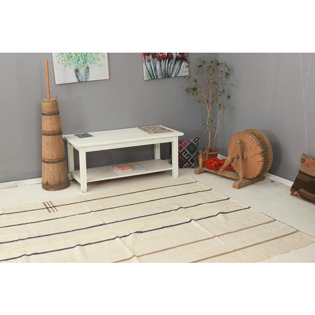 Mid 20th Century Striped Vintage Turkish Kilim Rug For Sale In Los Angeles - Image 6 of 7