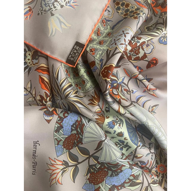 Hermès Silk Scarf “Fleurs Et Papillons De Tissus” 2013 For Sale - Image 9 of 9