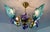 Hand Painted Murano Style Glass Leaf Chandelier | Turquoise Purple Silver Art Glass | Vintage Gold Flush Mount Ceiling Light | One of a Kind For Sale - Image 16 of 18