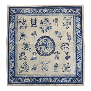 Zabihi Collection Rare Slate Blue Chinese Square Rug
