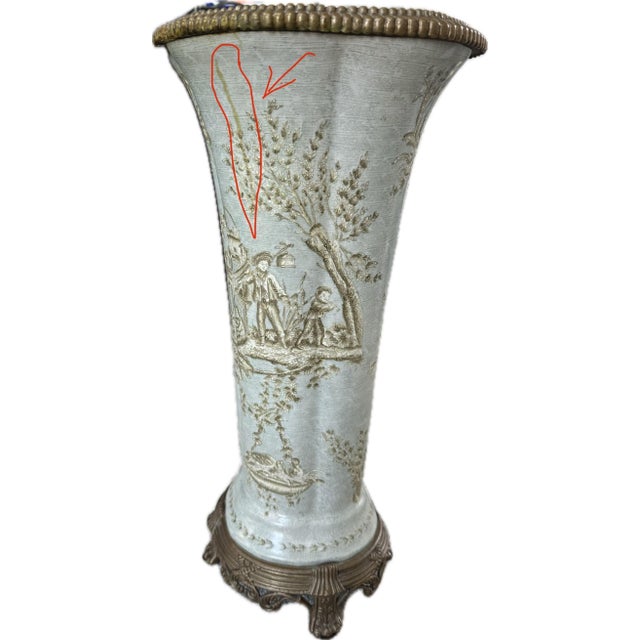 Late 20th Century Wong Lee Toile Porcelain and Bronze Ormolu Tall Vase For Sale - Image 12 of 12